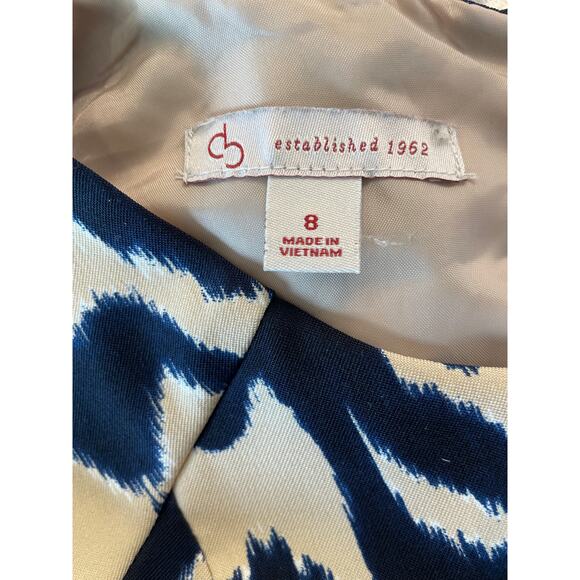 Dress Barn Blue and Tan abstract print shift dress 8 - Picture 2 of 10